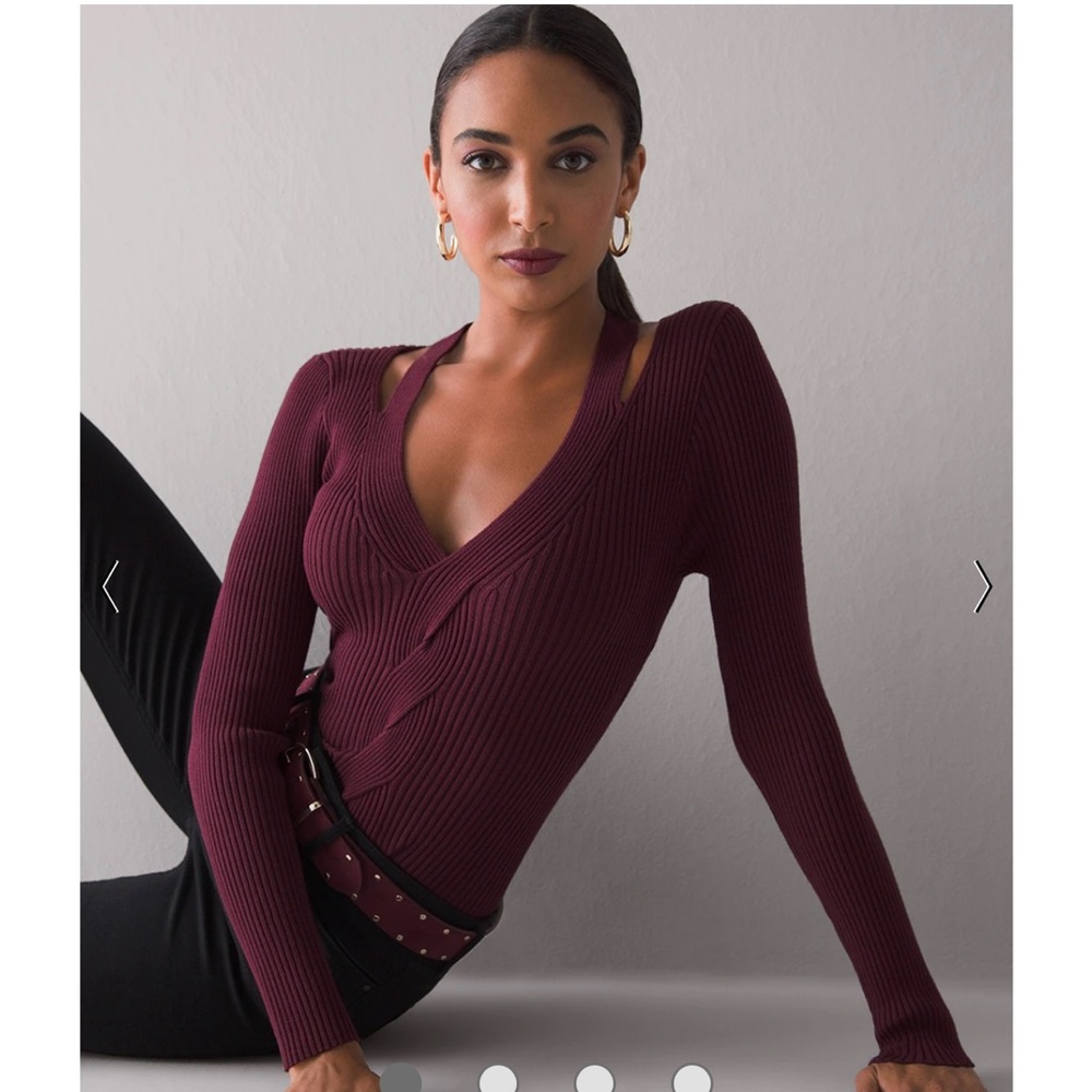 White House Black Market Long Sleeve Twist Neck Cable Pullover Size Small NWT